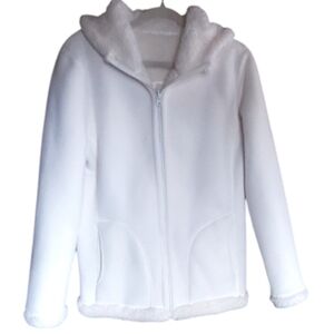 Reversible Ivory Sherpa Hooded Jacket size Medium
